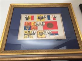 ART PRINT SINO RUSSIAN WAR ERA COUNTRY FLAGS/KING'S
