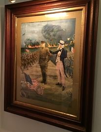 WWI BERLIN OR BUST ORIGINAL ART PRINT PERSHING IN FRANCE 