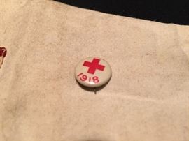 WWI ARM BAND AND PIN FOR THE RED CROSS