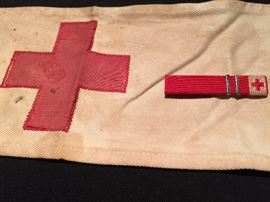WWII RED CROSS ARM BAND AND RIBBON