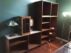 MID CENTURY MODERN BOOKCASES BY EBNER OF NEW YORK, STIFFEL FLOOR LAMP
