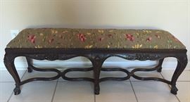FRENCH STYLE CARVED WOOD BENCH
