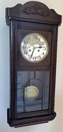 LARGE GERMAN BIM BAM 8 DAY TIME & STRIKE, OAK 