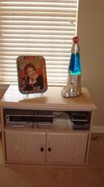 Blond TV / microwave swivel cabinet - Vintage 50's Coca Cola Tray & Coca Cola Polar Bear Lava Lamp