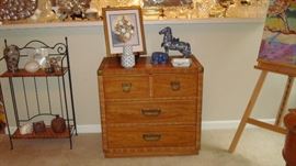 Drexel Fruit wood / Bamboo Chest, Original Painting, Water Set, Decorator items