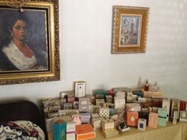 Rare perfume 40s, 50s, 60s, 70s, 80s, antique perfume bottles, crystal perfume bottles, original art oil paintings