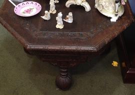 meissen, clocks, china, antique cherry wood table