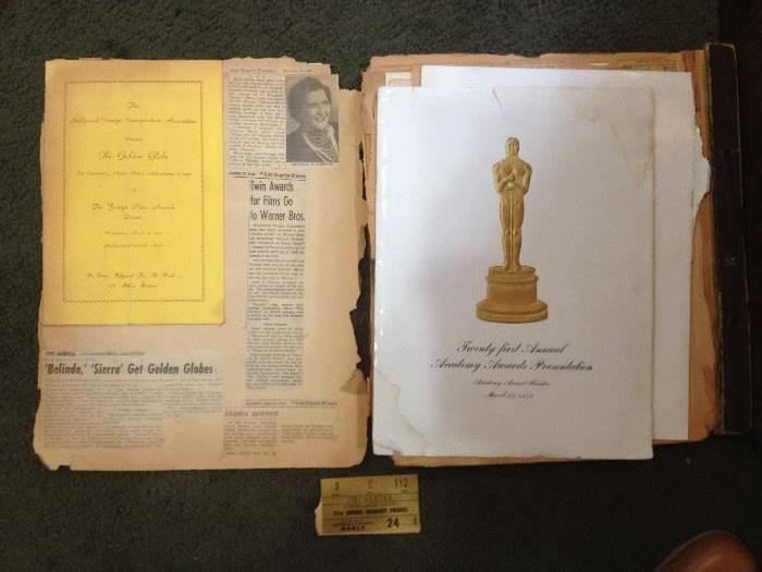 40s academy award ticket and program •	Autographs and Hollywood Memorabilia