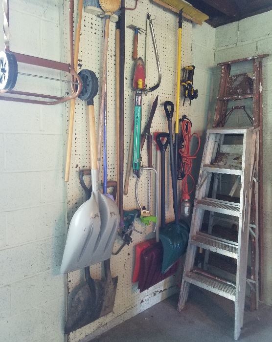 Ladders, tools, garage items