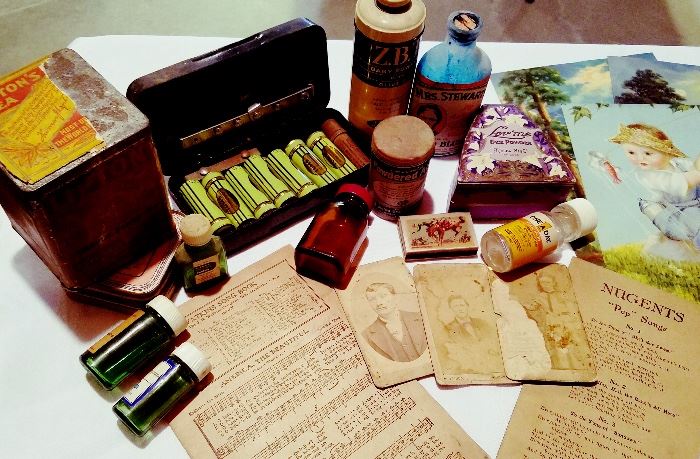 Old Medicine Bottles, sheet music and other treasures