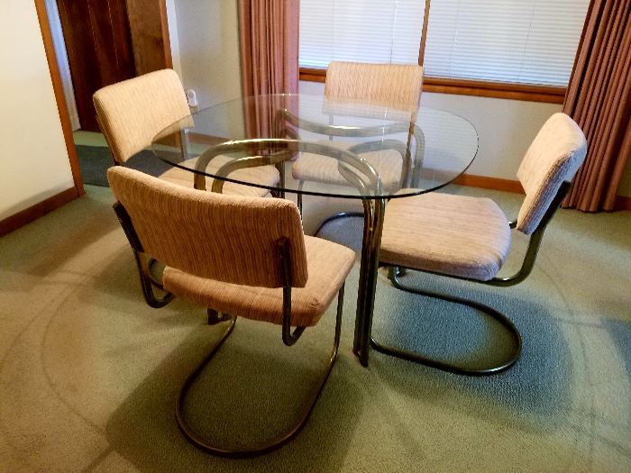 Glass top table with 4 chairs 