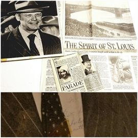 Charles Lindbergh Autographed photo and newspaper