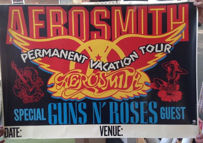 RARE ARROWSMITH and GUNS & ROSES permanent vacation tour POSTER