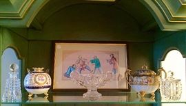 Crystal & Cut Glass, Nippon, Framed Oriental Silk Embroidery
