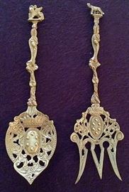 Vintage Serving Spoon and Fork Set Montagnani Venice Italy Set