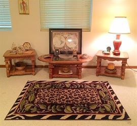 Oak Living Room Table Set, Framed Prints, Collector Plates, & More
