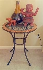 Pottery Figures, Vase & Bistro Table