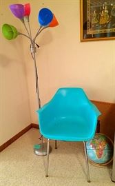 Multi-Light Standing Lamp, Desk Chair & Globe