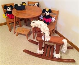 Childs Table & Chair Set, Horse Rocker, Disneyana