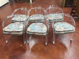 set of six Lucite arm chairs