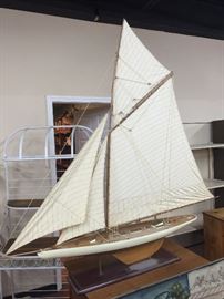 Large wood model sailboat