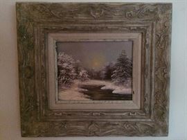 SCENIC WINTER SCENE OIL PAINTING SIGNED