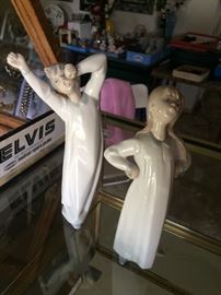 LLADRO BOY YAWNING AND LLADRO GIRL