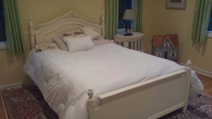 Double bed, N.C. made, 10 years old, good condition, creamy white finish 