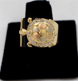 18k Gold and diamond Turtle Ring