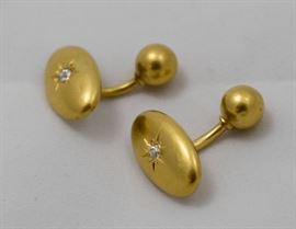 14k Gold and Diamond cufflinks 