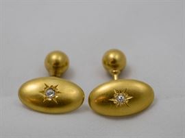 14k Gold and Diamond cufflinks 