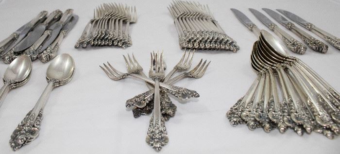 61 pcs of Wallace Grand Baroque Sterling Flatware