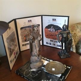 St Francis; knight statue; commemorative stamps