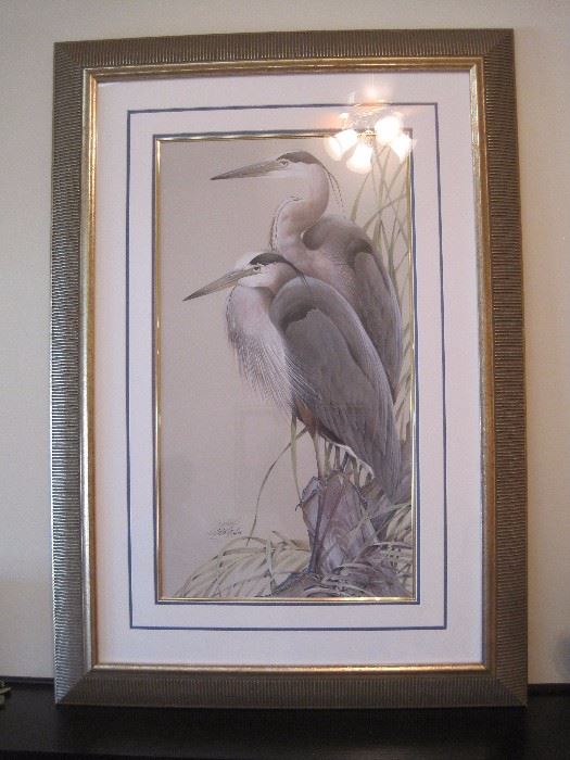 Large Limited Edition Herons by Art Lamay.