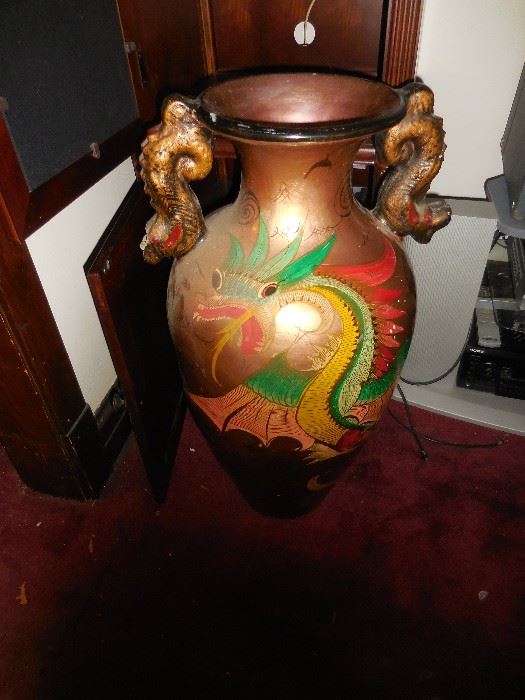 Hand Painted LARGE, Dragon Handles, As Found, As Is..Still could be a great Umbrella Stand..? REALLY NICE..too bad its a  as is..