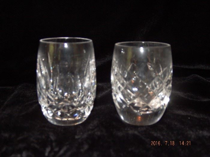 1 Waterford Lismore shot glass $20.00 & 1 Fine Crystal small glasses $10.00