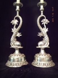 Silver Electro-plated Fish candle holders $ 25.00
