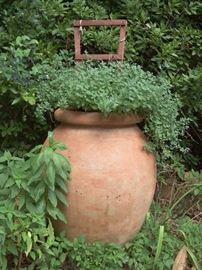 Large Rolled Rim terra cotta planter with plants $ 100.00 