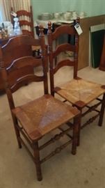 Maple Ladder back chairs with rush seats 
