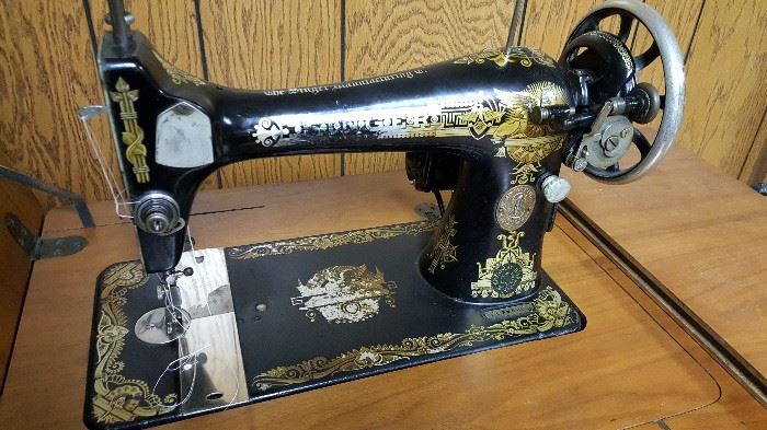 Vintage sewing machine and MCM table