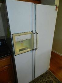 GE White - Side by Side Fridge - available for pre-sale    Not the prettiest on the outside but cools great and would be perfect for a garage fridge for these hot summer days and cold drinks!  Only $80 and it can be yours!  
