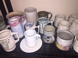 POTTERY GLAZED MUGS AND CUPS