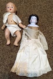 Vintage dolls.... China Head doll and Compo baby doll. 