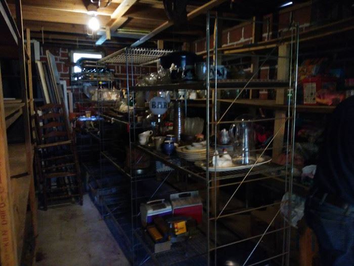 The garage was full of boxes, now it is full of great stuff.  Glass, vintage clothing, holiday, German porcelain goods, so much stuff!