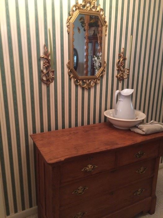 vintage oak chest of drawers, one of two, but not a pair