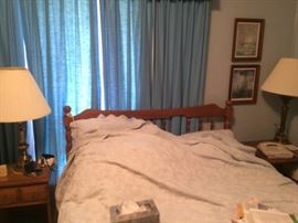 queen size bd and frame and a couple of night stands