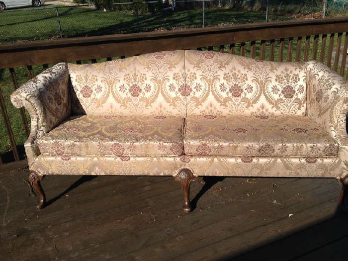 Queen Anne Couch, custom upholstered. 