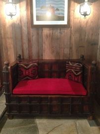 Carved Bench with Cushion