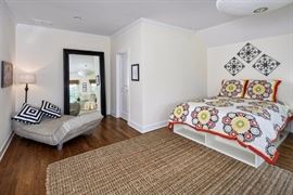 White Pottery Barn Bed and Side Table. Chaise Chair Mirror NFS