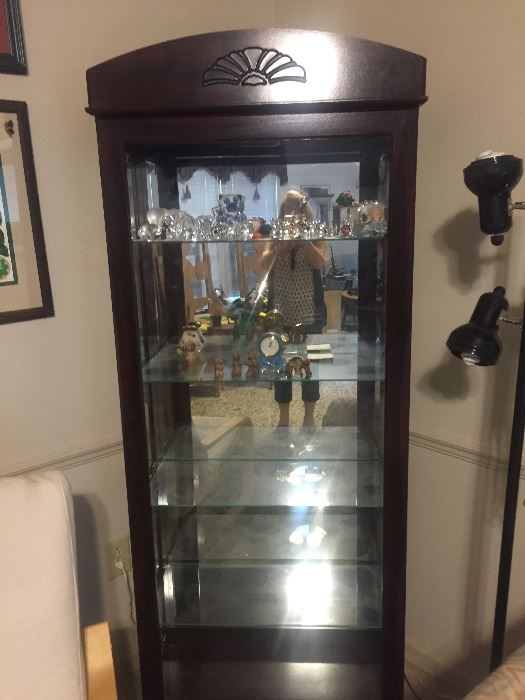 Beautiful curio cabinet.  And me in the mirror.  I need to take better pictures. 